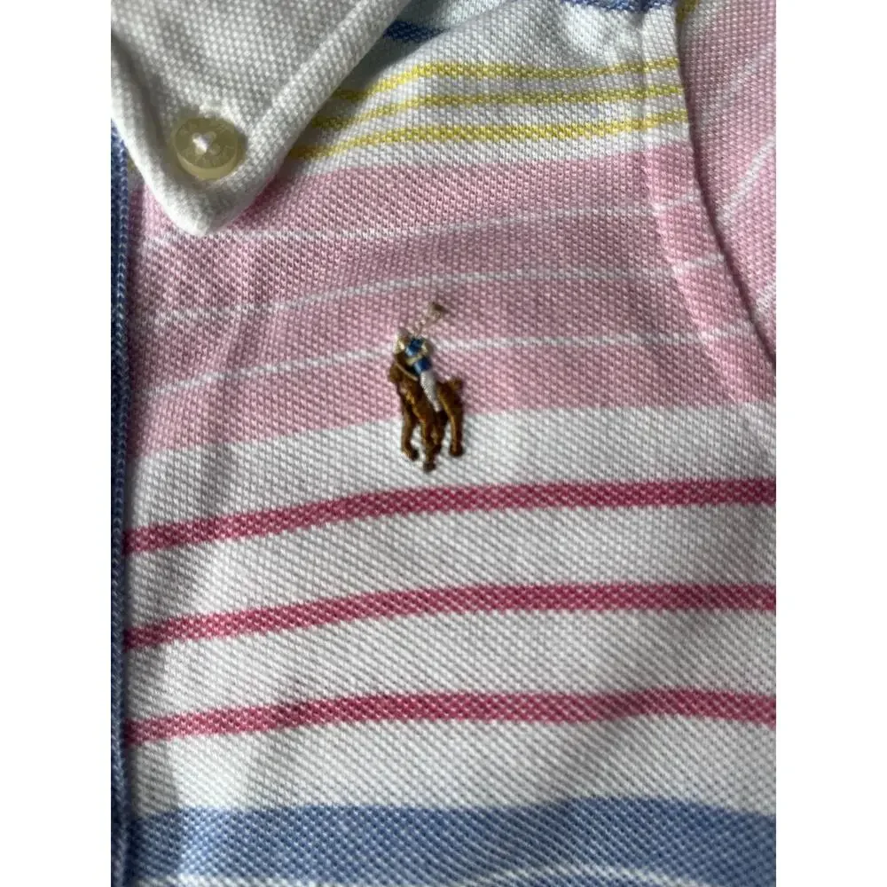 Polo Ralph Lauren Baby Boy 6M Multicolor Stripe Cotton Pique Romper Shortall
